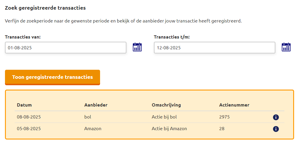 Amazon cashback werkt beter dan kortingscode Amazon – zo pak je meer voordeel Voorbeeld geregistreerde transactie met Amazon kortingscode en cashback via Amazon cashback actie