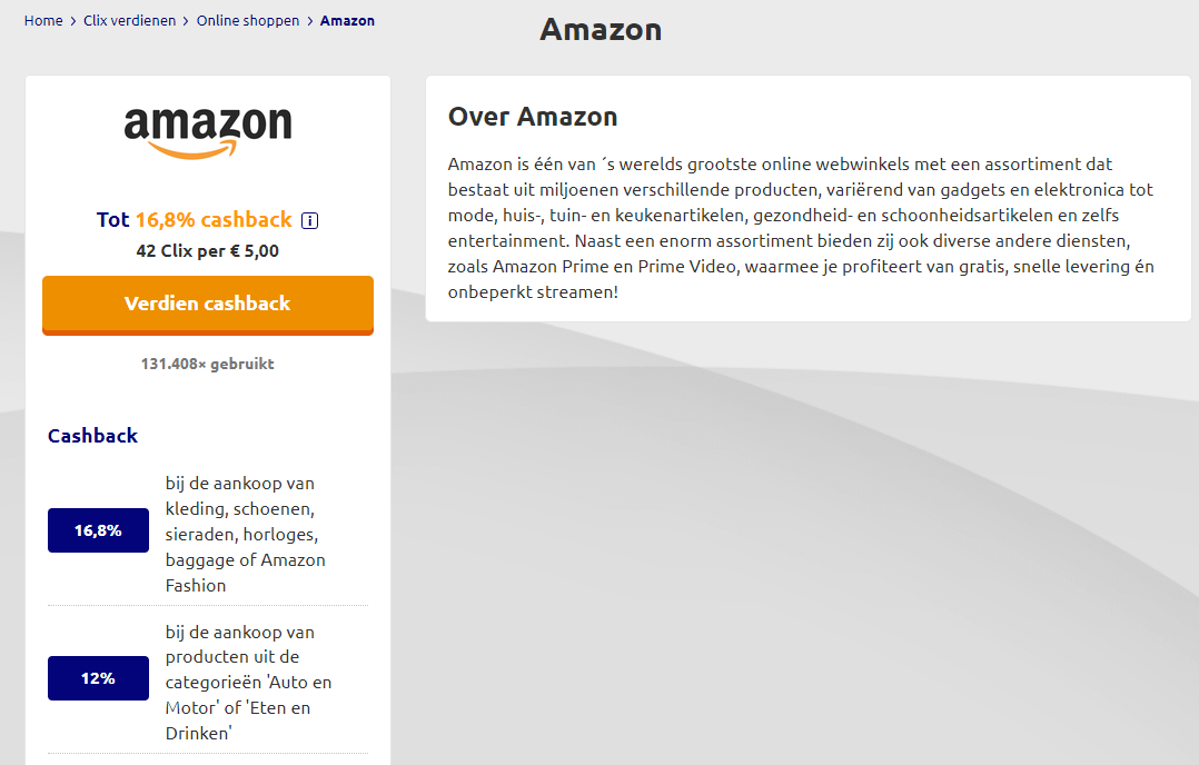 Amazon kortingscode en cashback overzicht – tot 16,8% cashback op Amazon Fashion en meer categorieën