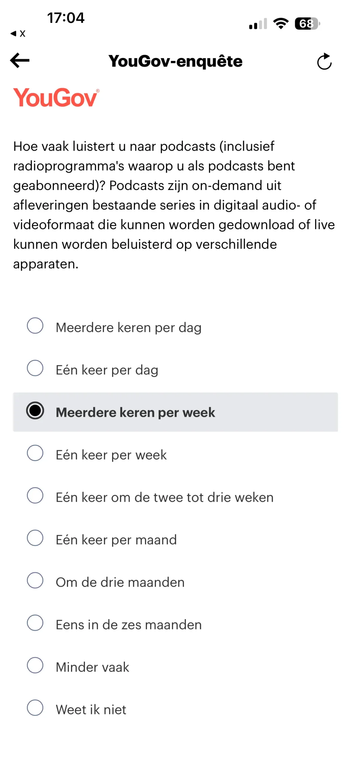 YouGov iOS app profielpagina met persoonlijke gegevens