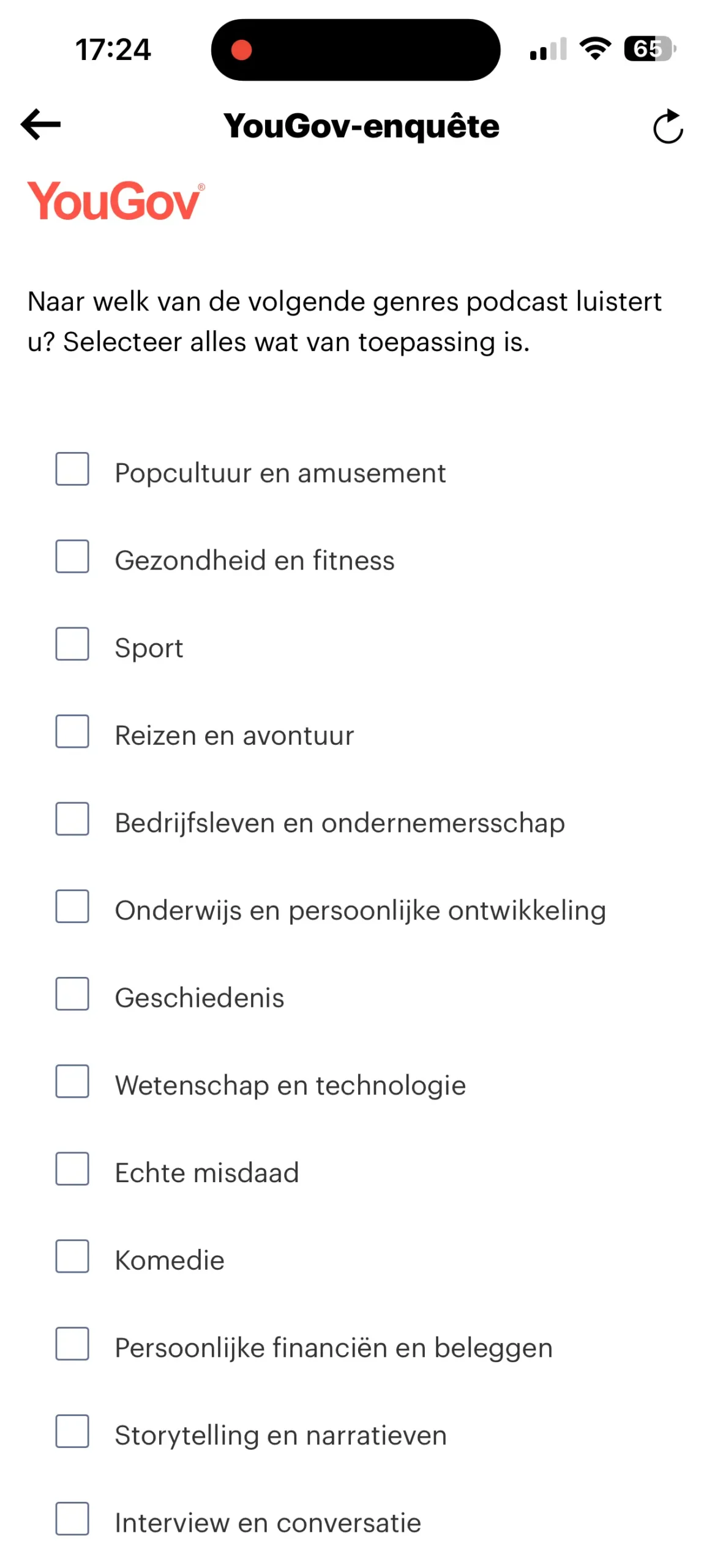 YouGov iOS app puntensaldo na afgeronde enquête