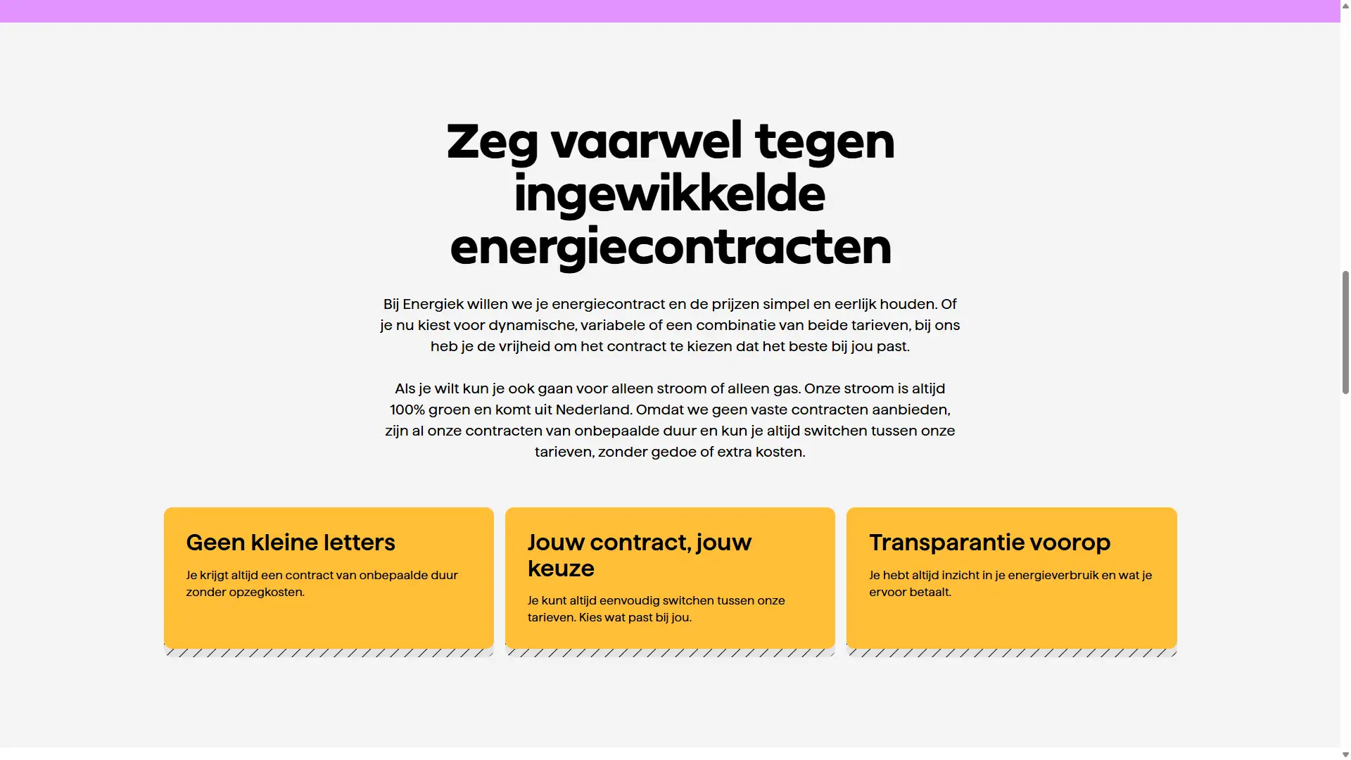 Promotie van Energieks energiecontracten met nadruk op eenvoudige en transparante opties.