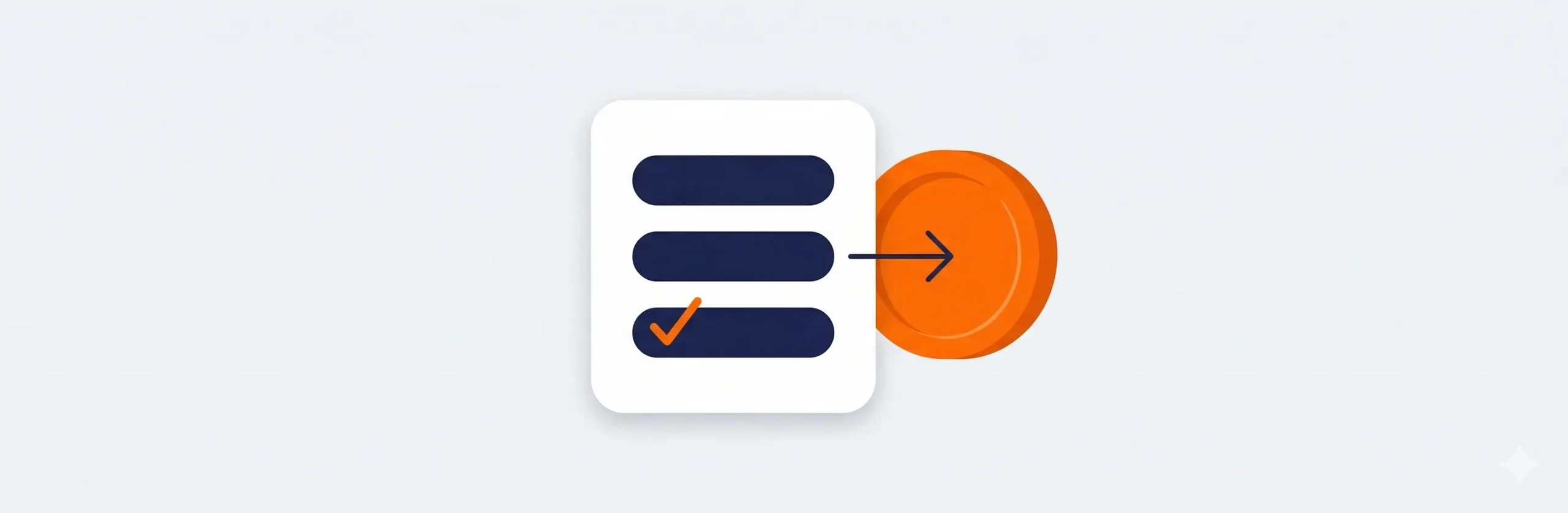 Illustratie van een enqueteform met een oranje munt en een pijl, een visuele representatie van PanelClix review enquete muntsysteem.