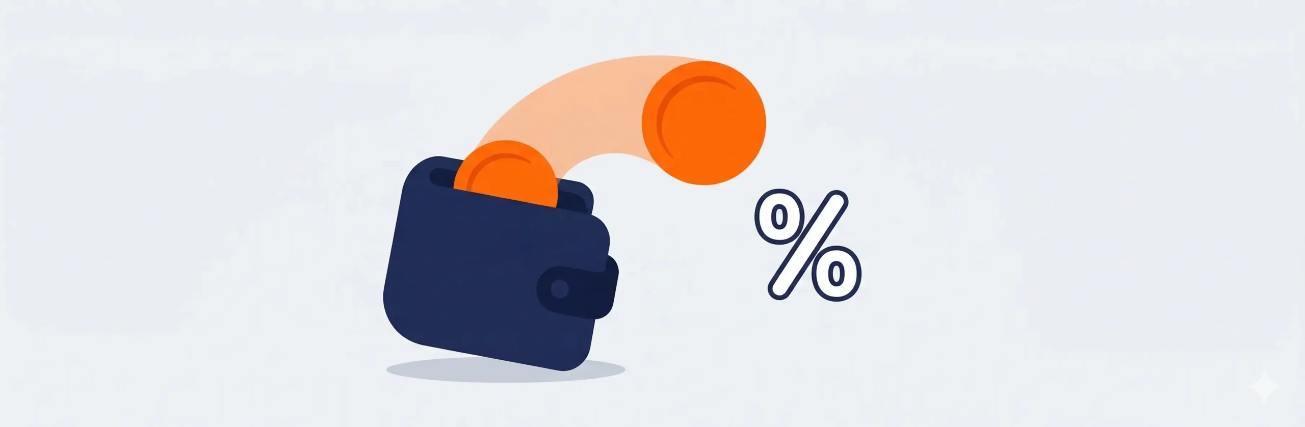 Gestileerde wallet met uitkomende munt en procentteken als illustratie bij Voordeelvanger cashback review